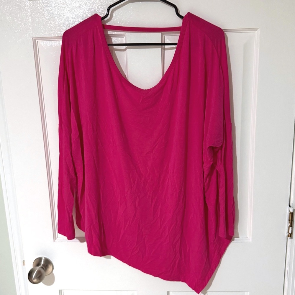 Gaiam Womens Hot Pink Open Back Asymmetrical Yoga Top Extra Small XS